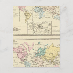 Map in colour of The World Postcard