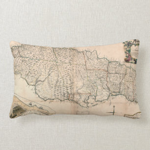 MAP: JAMAICA, 1755 2 LUMBAR PILLOW