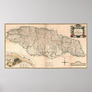 MAP: JAMAICA, 1755 2 POSTER
