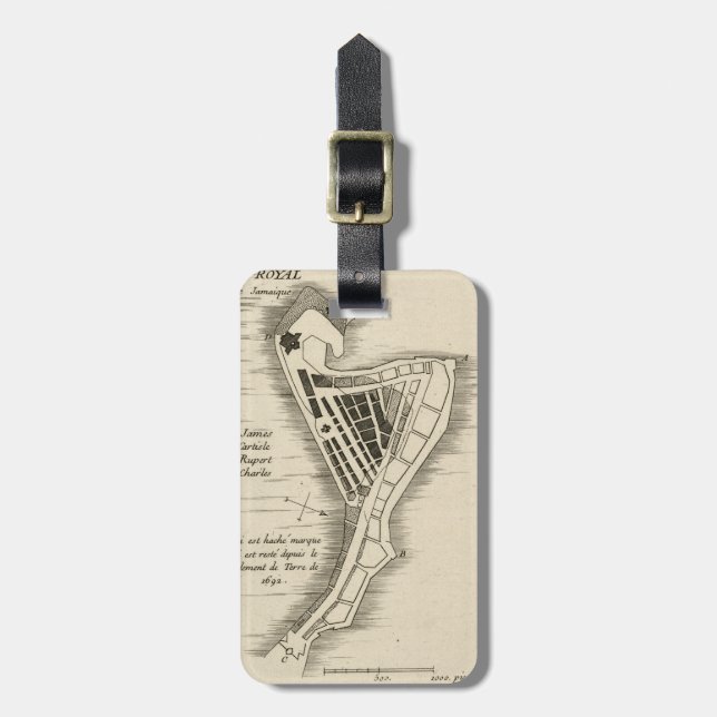 MAP: JAMAICA, 1755 LUGGAGE TAG (Front Vertical)