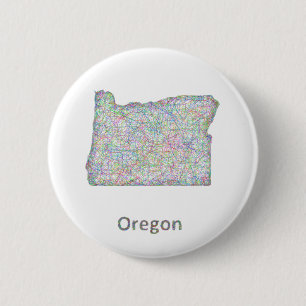 map_line_US_01_Oregon.ai 2 Inch Round Button