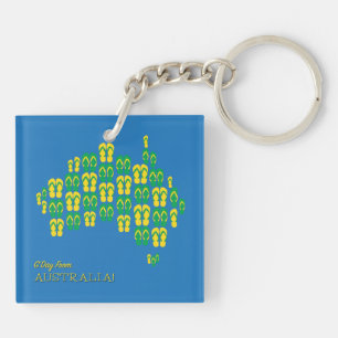 Map made of Aussie thongs Keychain