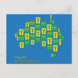 Map made of Aussie thongs Postcard