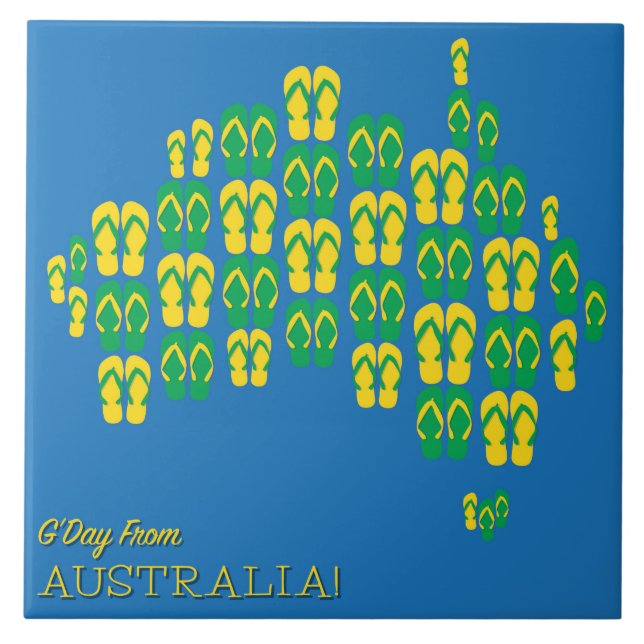 Map made of Aussie thongs Tile (Front)