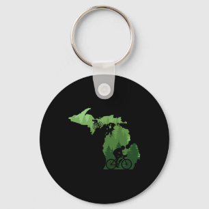 Map Michigan Mountain Bike Rider Mtb Biking Mounta Keychain