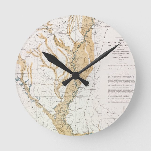 MAP: MISSISSIPPI RIVER, 1861 ROUND CLOCK (Front)