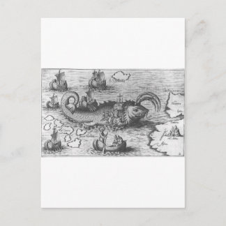 Map Monster/Sea Serpent Postcard