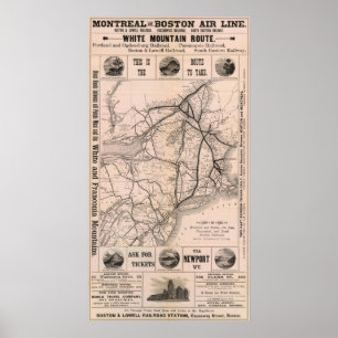Map Montreal and Boston Air Line Poster