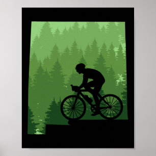 Map New Mexico Mountain Bike Rider Mtb Biking Moun Poster