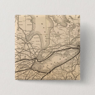 Map New York Central and Hudson River Railroad 2 Inch Square Button