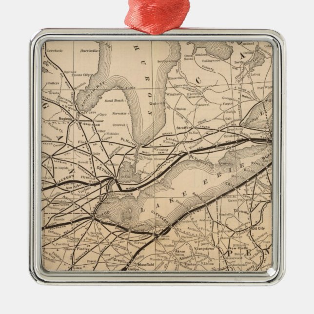 Map New York Central and Hudson River Railroad Metal Ornament (Front)