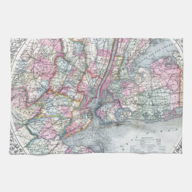 Map  New York City Kitchen Towel (Horizontal)