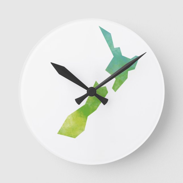 Map New Zealand Round Clock (Front)