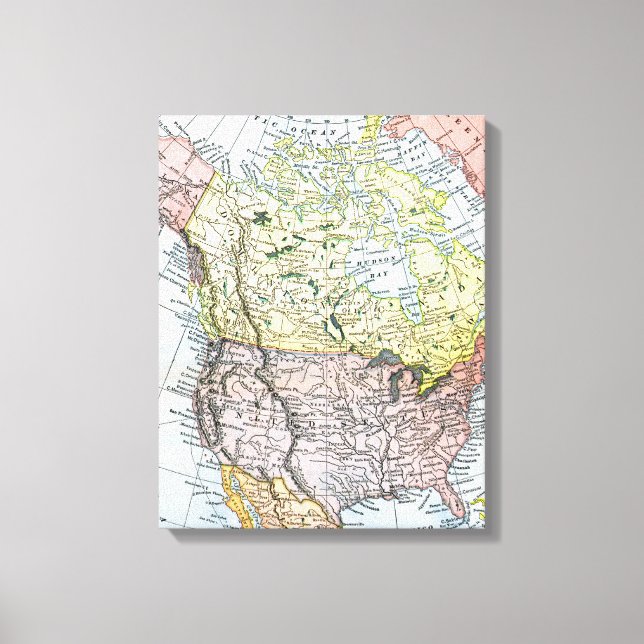MAP: NORTH AMERICA, 1890 CANVAS PRINT (Front)