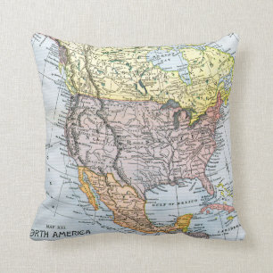 MAP: NORTH AMERICA, 1890 THROW PILLOW