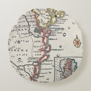 Map: North America, C1700 Round Pillow