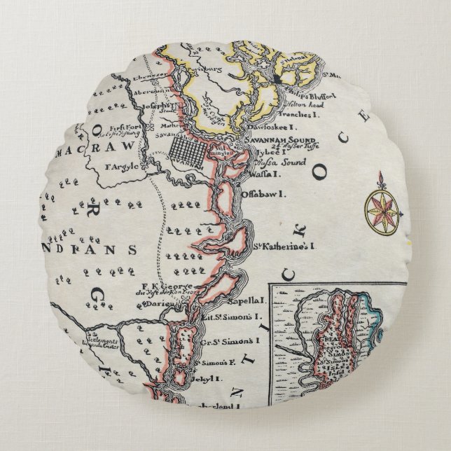 Map: North America, C1700 Round Pillow (Front)