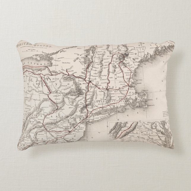 Map: Northeast USA Decorative Pillow (Front)