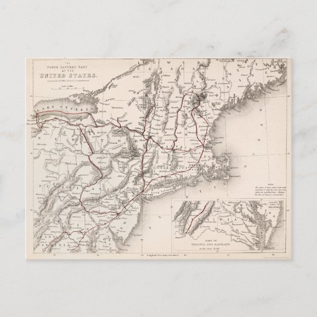 Map: Northeast USA Postcard (Front)