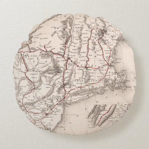 Map: Northeast USA Round Pillow