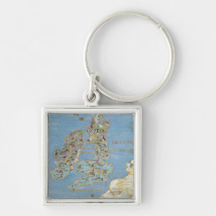 Map of 16th Century Britain & Northern France Keychain