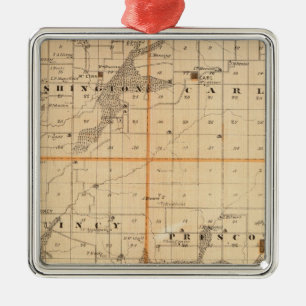 Map of Adams County, State of Iowa Metal Ornament