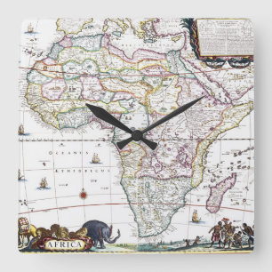 Map of Africa   1696 Square Wall Clock