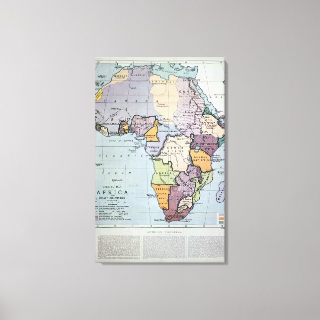 Map of Africa showing Treaty Boundaries, 1891 Canvas Print (Front)