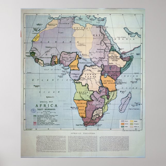 Map of Africa showing Treaty Boundaries, 1891 Poster (Front)