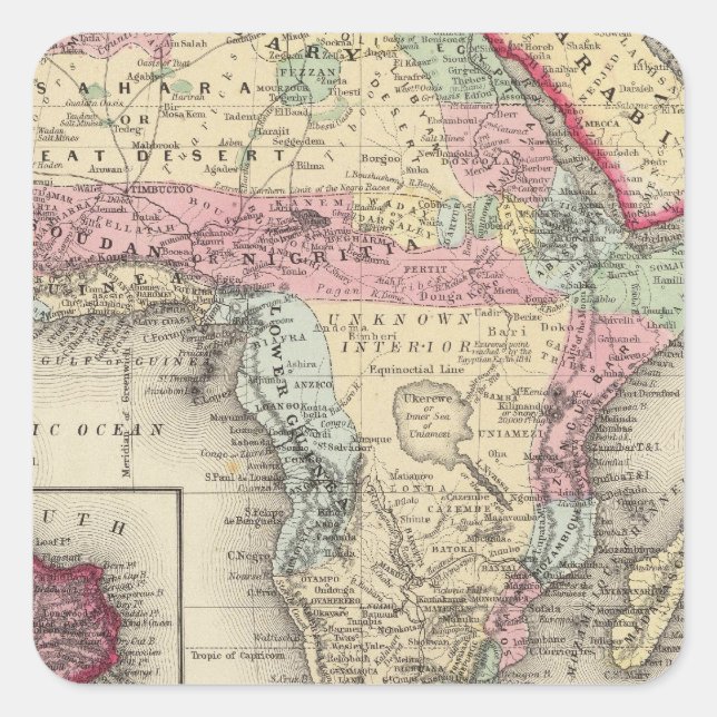Map Of Africa Square Sticker (Front)