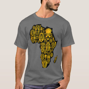 Map of Africa with Tribal Ethnic Masks T-Shirt