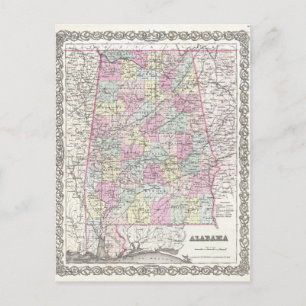 Map of Alabama Postcard