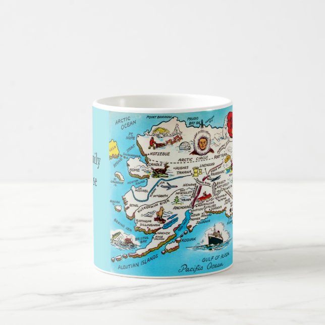 Map of Alaska & USA Postcard Coffee Mug (Center)