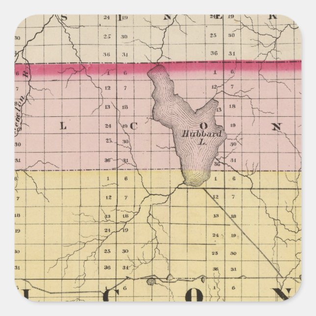 Map of Alcona County, Michigan Square Sticker (Front)