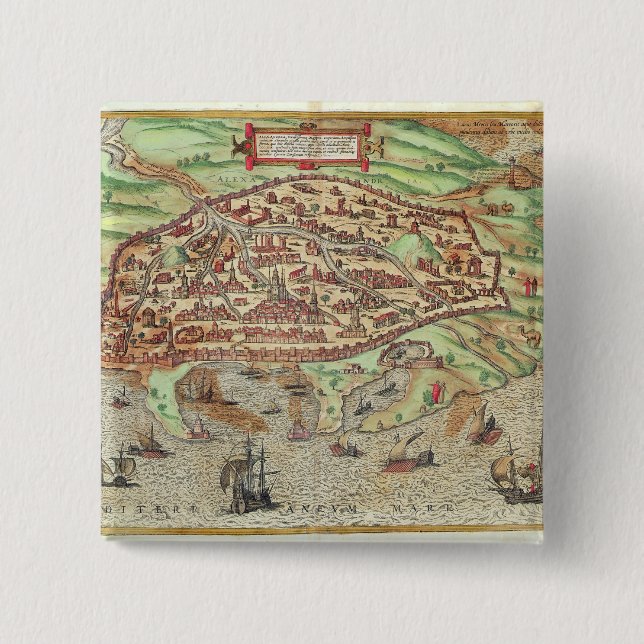 Map of Alexandria 2 Inch Square Button (Front)