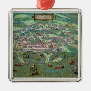 Map of Alexandria, from 'Civitates Orbis Terrarum' Metal Ornament
