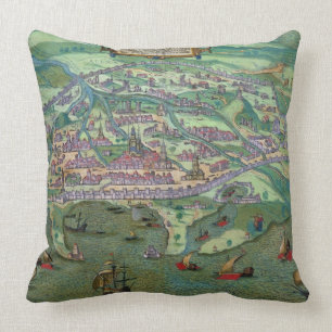 Map of Alexandria, from 'Civitates Orbis Terrarum' Throw Pillow