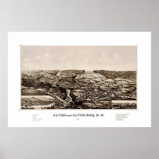 Map of Alton New Hampshire in 1888 Poster (Front)