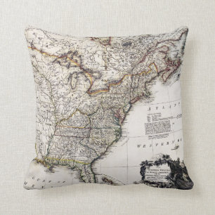 MAP OF AMERICA, 1809 THROW PILLOW