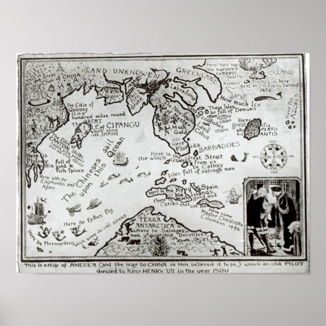 Map of America and directions to China Poster (Front)