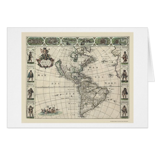 Map of America by Frederick de Wit 1660 (Front Horizontal)