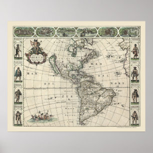 Map of America by Frederick de Wit 1660 Poster