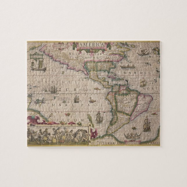 Map of America, from the Mercator 'Atlas', pub. by Jigsaw Puzzle (Horizontal)