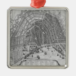 Map of Amsterdam, 1662 Metal Ornament