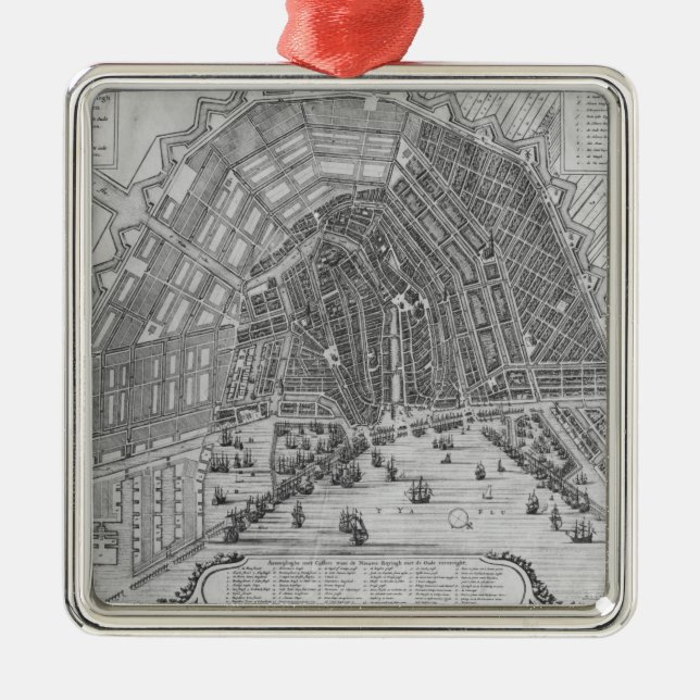 Map of Amsterdam, 1662 Metal Ornament (Front)