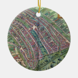 Map of Amsterdam, from 'Civitates Orbis Terrarum' Ceramic Ornament
