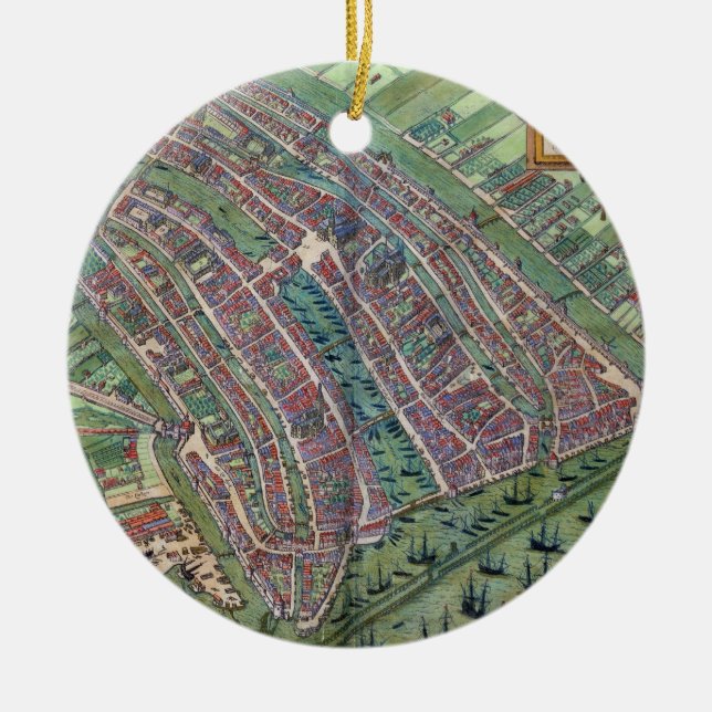 Map of Amsterdam, from 'Civitates Orbis Terrarum' Ceramic Ornament (Front)