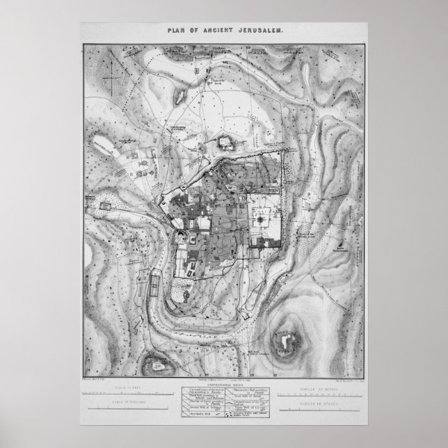 Map of Ancient Jerusalem 1864  Poster (Front)