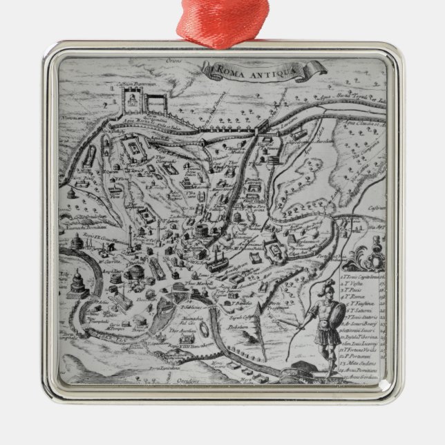 Map of Ancient Rome Metal Ornament (Front)