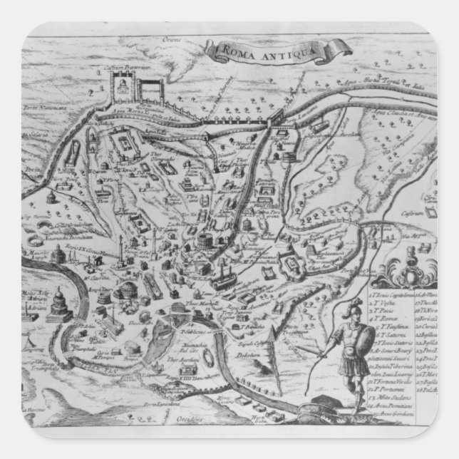 Map of Ancient Rome Square Sticker (Front)